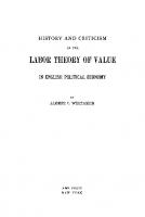 History and Criticism of the Labor Theory of Value in English Political Economy
 9780231883658