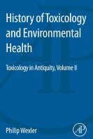 History of Toxicology and Environmental Health: Toxicology in Antiquity II
 9780128015063, 0128015063