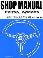 Honda Accord 86-89 Shop Manual
