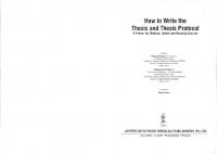 How to Write the Thesis and Thesis Protocol: A Primer for Medical, Dental and Nursing Courses [1 ed.]
 9789351523017