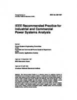 IEEE Std 399-1997, IEEE Recommended Practice for Industrial and Commercial Power Systems Analysis (The IEEE Brown Book)
 1559379685, 9781559379687