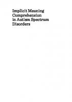 Implicit Meaning Comprehension in Autism Spectrum Disorders [1 ed.]
 9781443876728, 9781443871129