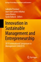Innovation in Sustainable Management and Entrepreneurship: 2019 International Symposium in Management (SIM2019) [1st ed.]
 9783030447106, 9783030447113