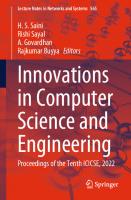 Innovations in Computer Science and Engineering: Proceedings of the Tenth ICICSE, 2022
 9811974543, 9789811974540