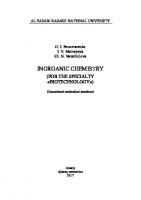 Inorganic Chemistry (for the specialty «Biotechnology»): educational-methodical handbook
 9786010422223