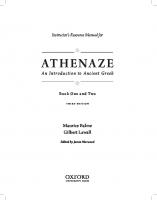 Instructor’s Resource Manual for Athenaze - An Introduction to Ancient Greek - Book One and Two [3 ed.]
 9780199363285