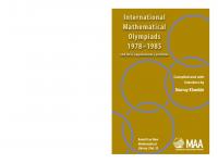International mathematical olympiads 1978-1985 and forty supplementary problems
 9780883856314, 9780883859469, 088385631X