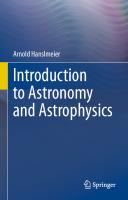 Introduction to Astronomy and Astrophysics
 9783662646366, 9783662646373