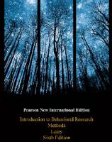 Introduction to Behavioral Research Methods [6th ed., Pearson new international ed]
 129202027X, 9781292020273