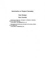 Introduction to Tropical Geometry [draft ed.]