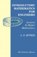Introductory mathematics for engineers: lectures in higher mathematics