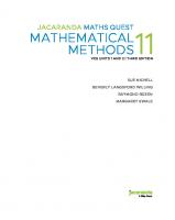 Jacaranda MathsQuest 11 Mathematical Methods VCE Units 1 and 2 | THIRD EDITION [3 ed.]
 9781119876410