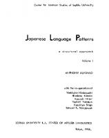 Japanese Language Patterns: A Structural Approach [1]