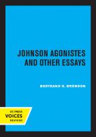 Johnson Agonistes and Other Essays [Reprint 2019 ed.]
 9780520326095