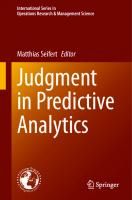 Judgment in Predictive Analytics
 303130084X, 9783031300844