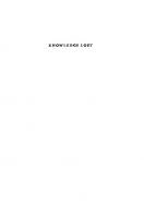 Knowledge Lost: A New View of Early Modern Intellectual History
 9780691244129