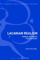 Lacanian Realism: Political and Clinical Psychoanalysis
 1350003565, 9781350003569
