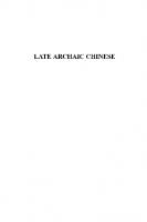 Late Archaic Chinese: A Grammatical Study
 9781442631564