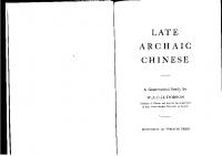 Late Archaic Chinese