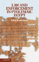 Law and Enforcement in Ptolemaic Egypt
 9781107037137, 1107037131