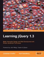 Learning jQuery 1.3 [2nd edition]
 1847196705, 9781847196705