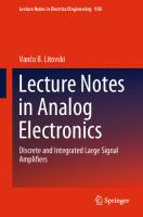 Lecture Notes in Analog Electronics: Discrete and Integrated Large Signal Amplifiers
 9811965277, 9789811965272