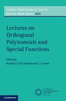 Lectures on Orthogonal Polynomials and Special Functions
 9781108821599, 9781108908993