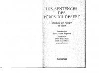 Les sentences des pères du désert : recueil de pelage et jean Vol. 1