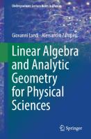 Linear Algebra and Analytic Geometry for Physical Sciences
 9783319783611, 3319783610