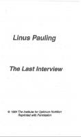 Linus Pauling Last Interview on Vitamin C & Lysine