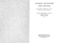 Logical Positivism and Analysis
