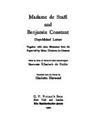 Madame de Staël and Benjamin Constant - Unpublished Letters