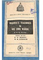 Madhva's Teaching In His Own Words