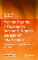 Magnetic Properties of Paramagnetic Compounds, Magnetic Susceptibility Data, Volume 5: A Supplement to Landolt-Börnstein II/31 Series
 3662650975, 9783662650974