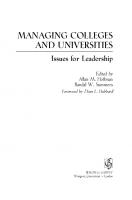 Managing Colleges and Universities: Issues for Leadership
 0897896459, 9780897896450, 9780313001314