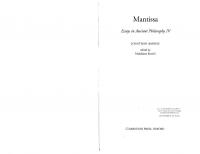 Mantissa: Essays in Ancient Philosophy IV (Essays in Ancient Philosophy, 4)
 0198709285, 9780198709282