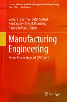 Manufacturing Engineering : Select Proceedings of CPIE 2019 [1st ed.]
 9789811546181, 9789811546198