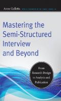 Mastering the Semi-Structured Interview and Beyond: From Research Design to Analysis and Publication
 9780814732953