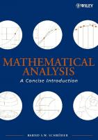 Mathematical Analysis: A Concise Introduction [1 ed.]
 9780470226766