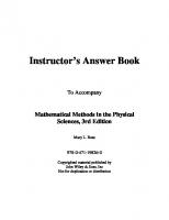 Mathematical Methods in the Physical Sciences - Instructor's Answer Book [3 ed.]
 0471198269, 9780471198260