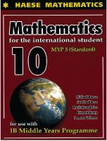 Mathematics for the international student grade 10 IB MYP 5 Standard [1 ed.]
 9781921972515, 9781921972522