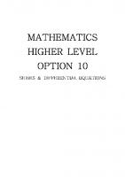 Mathematics Higher Level Option 10: Series & Differential Equations