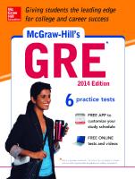 McGraw-Hill's GRE, 2014 Edition: Strategies + 6 Practice Tests + Test Planner App
 9780071817486, 0071817484