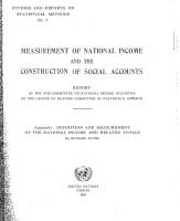 Measurement of National Income and the Construction of Social Accounts