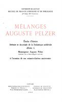 Mélanges Auguste Pelzer: études d'histoire littéraire et doctrinale de la Scolastique médiévale