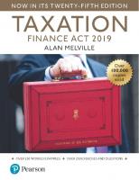 Melville's Taxation: Finance Act 2019 [25 ed.]
 9781292293189, 9781292293196, 9781292293202
