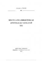 Miscellanea Bibliothecae Apostolicae Vaticanae [Vol. 21]
 9788821009402, 8821009408