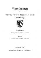Mitteilungen des Vereins für Geschichte der Stadt Nürnberg / Namenregister zu Band 1 bis 10 [Sonderheft]