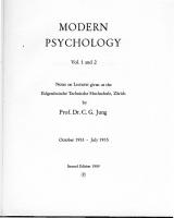 Modern Psychology Vol. 1 and 2: Notes on Lectures Given at the Eidgenossische Technische Hochschule, Zurich October 1933-July 1935 [2 ed.]