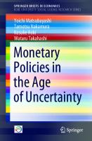 Monetary Policies in the Age of Uncertainty (SpringerBriefs in Economics)
 9811641455, 9789811641459